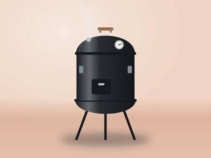 Charcoal bullet smoker illustration